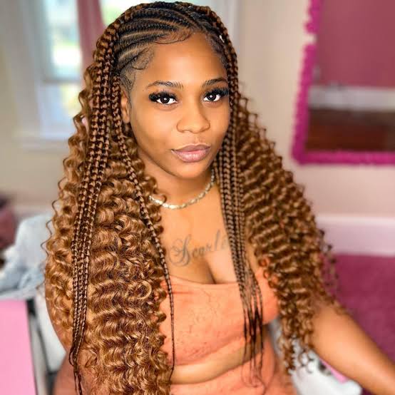 Mid-Back Braids With Curly Extensions Mid-Back Braids With Curly Extensions — Hairstyles for Teens