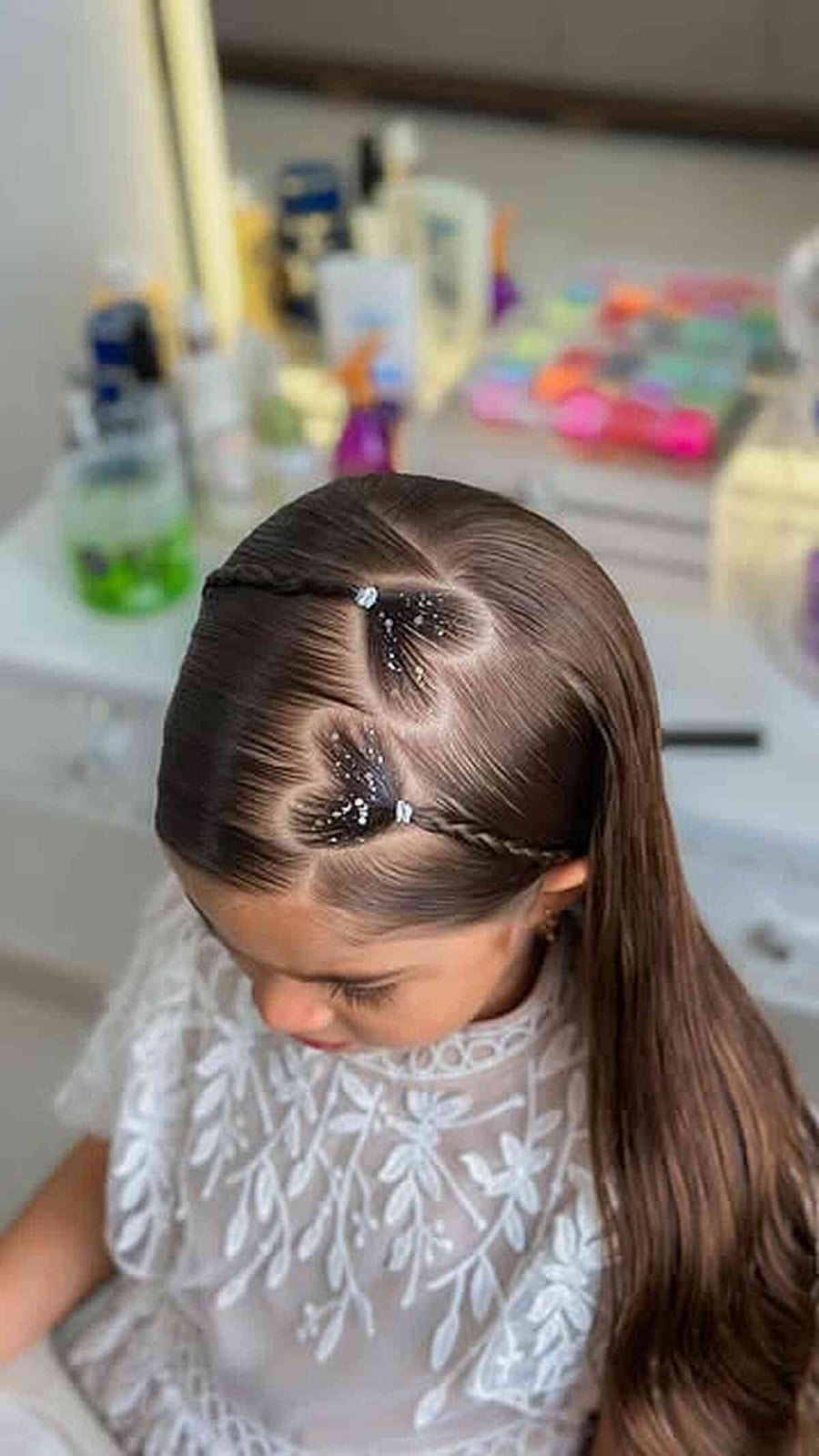 Mid-Back Dark Brown With Heart Braids Mid-Back Dark Brown With Heart Braids — Hairstyles for Teens