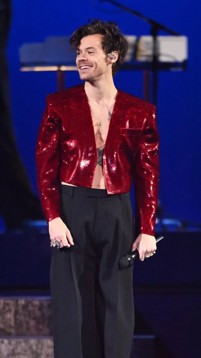 Cropped Red Sequined Jacket Cropped Red Sequined Jacket — Harry Styles Outfits