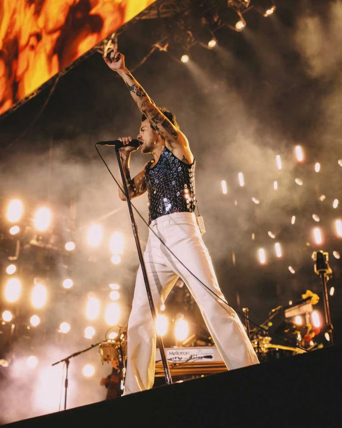 Silver Sequined Sleeveless Top Silver Sequined Sleeveless Top — Harry Styles Outfits