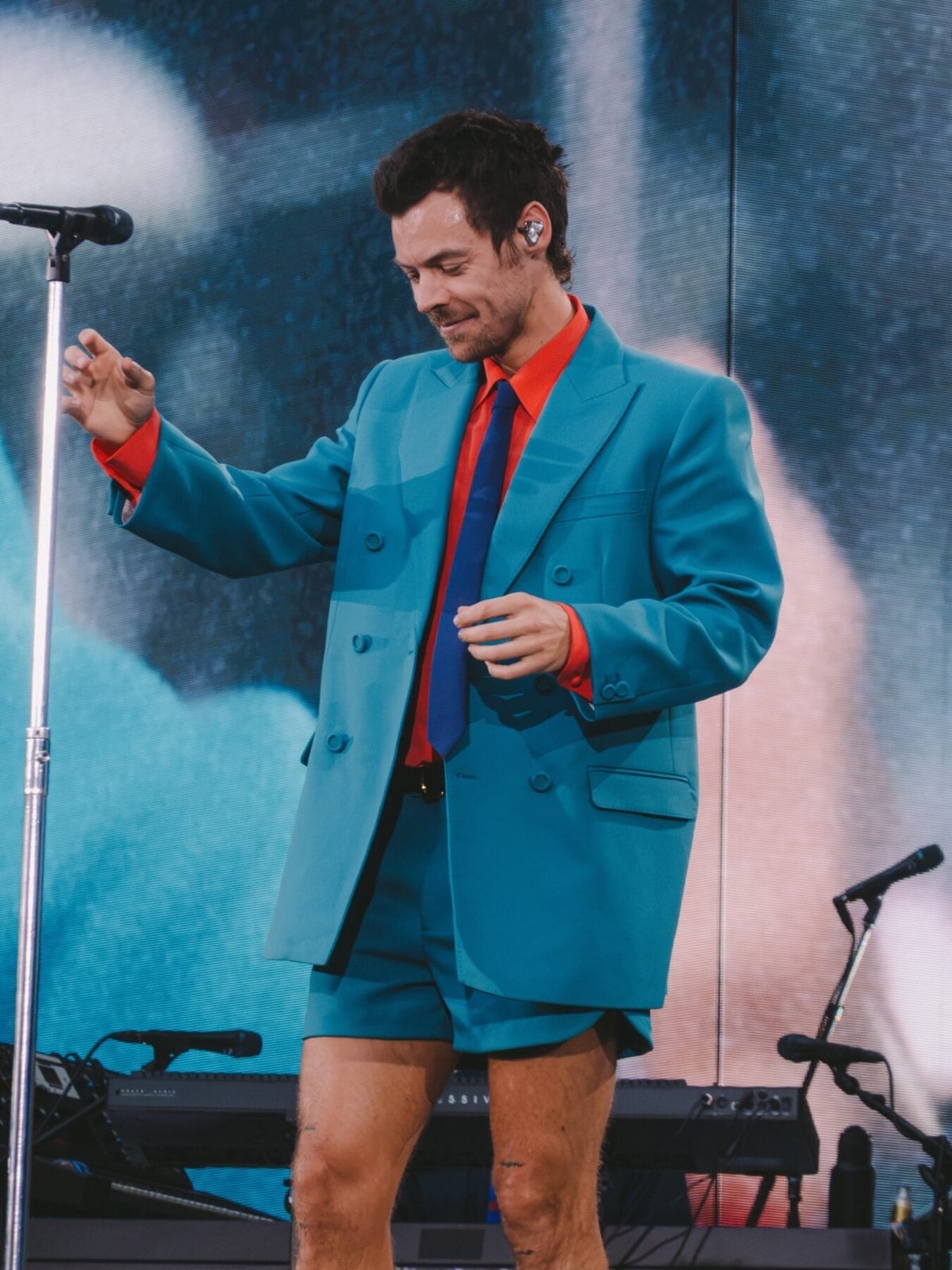 Teal Double-Breasted Blazer and Shorts Teal Double-Breasted Blazer and Shorts — Harry Styles Outfits