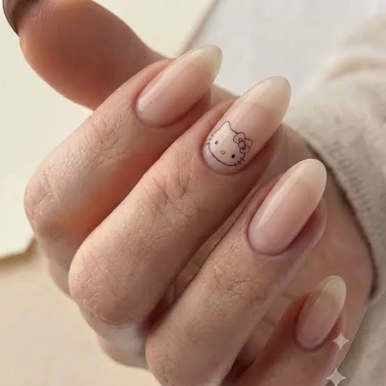 Minimalist Hello Kitty Face Almond Nails Minimalist Hello Kitty Face Almond Nails — Hello Kitty Nails