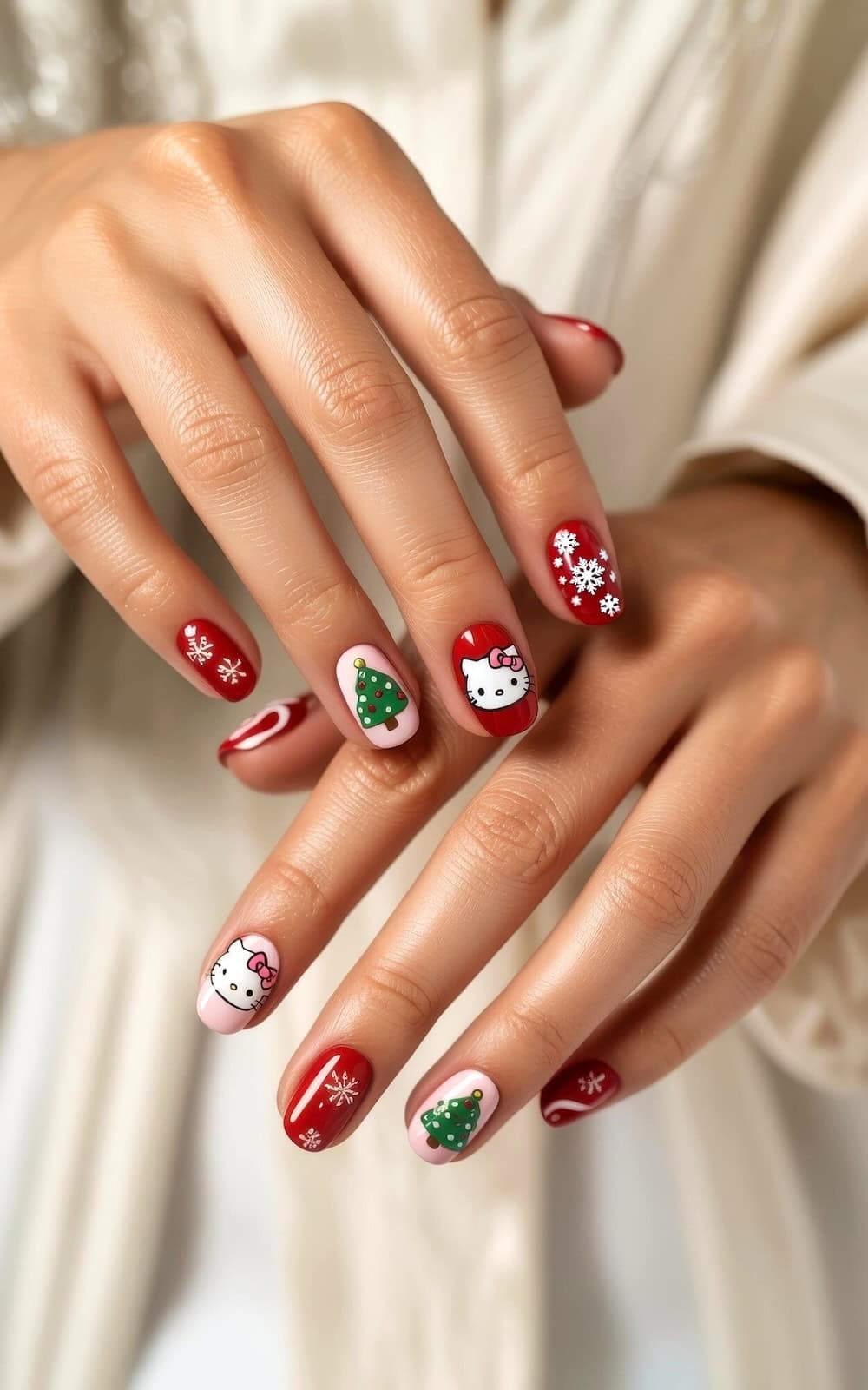 Christmas Hello Kitty Oval Nails Christmas Hello Kitty Oval Nails — Hello Kitty Nails