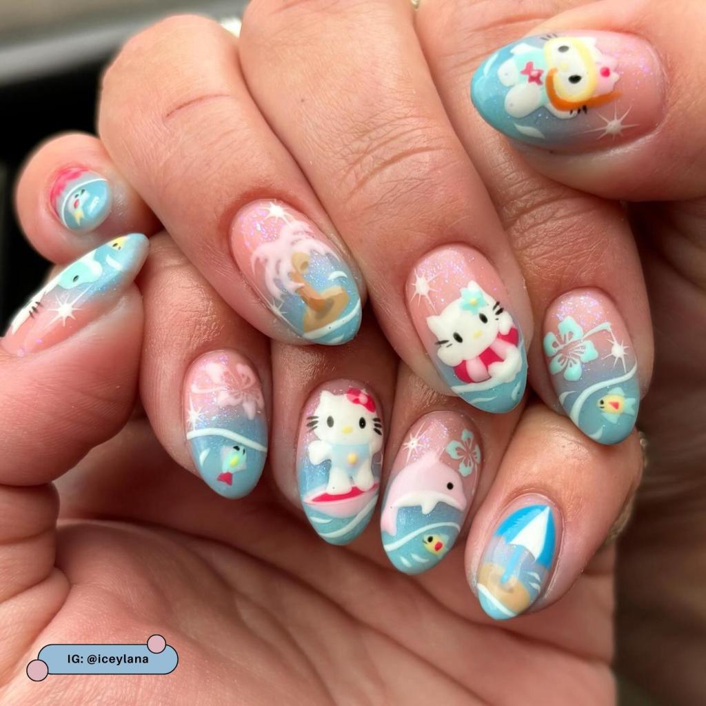 Summer Hello Kitty Oval Nails Summer Hello Kitty Oval Nails — Hello Kitty Nails