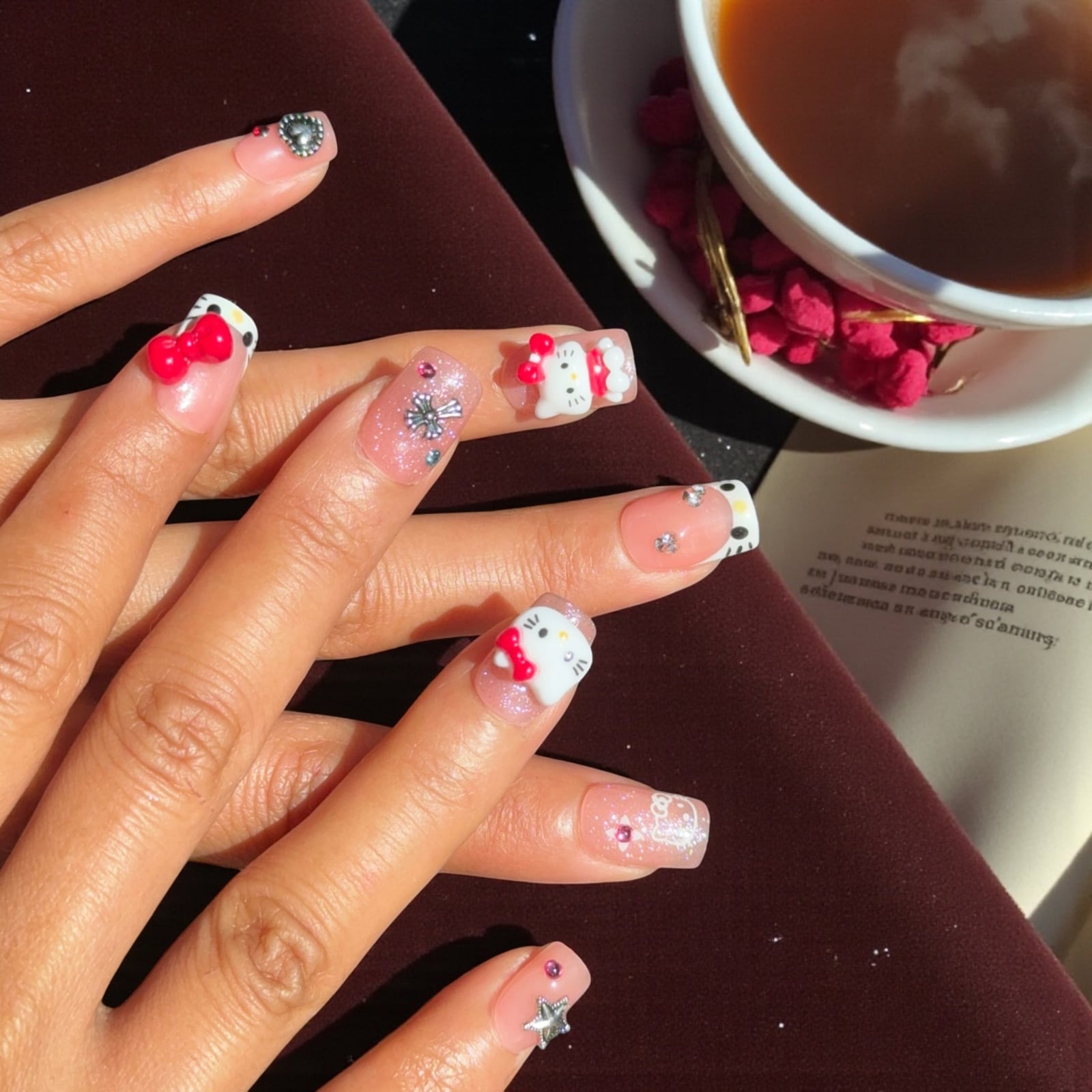 3D Hello Kitty Glitter Almond Nails 3D Hello Kitty Glitter Almond Nails — Hello Kitty Nails
