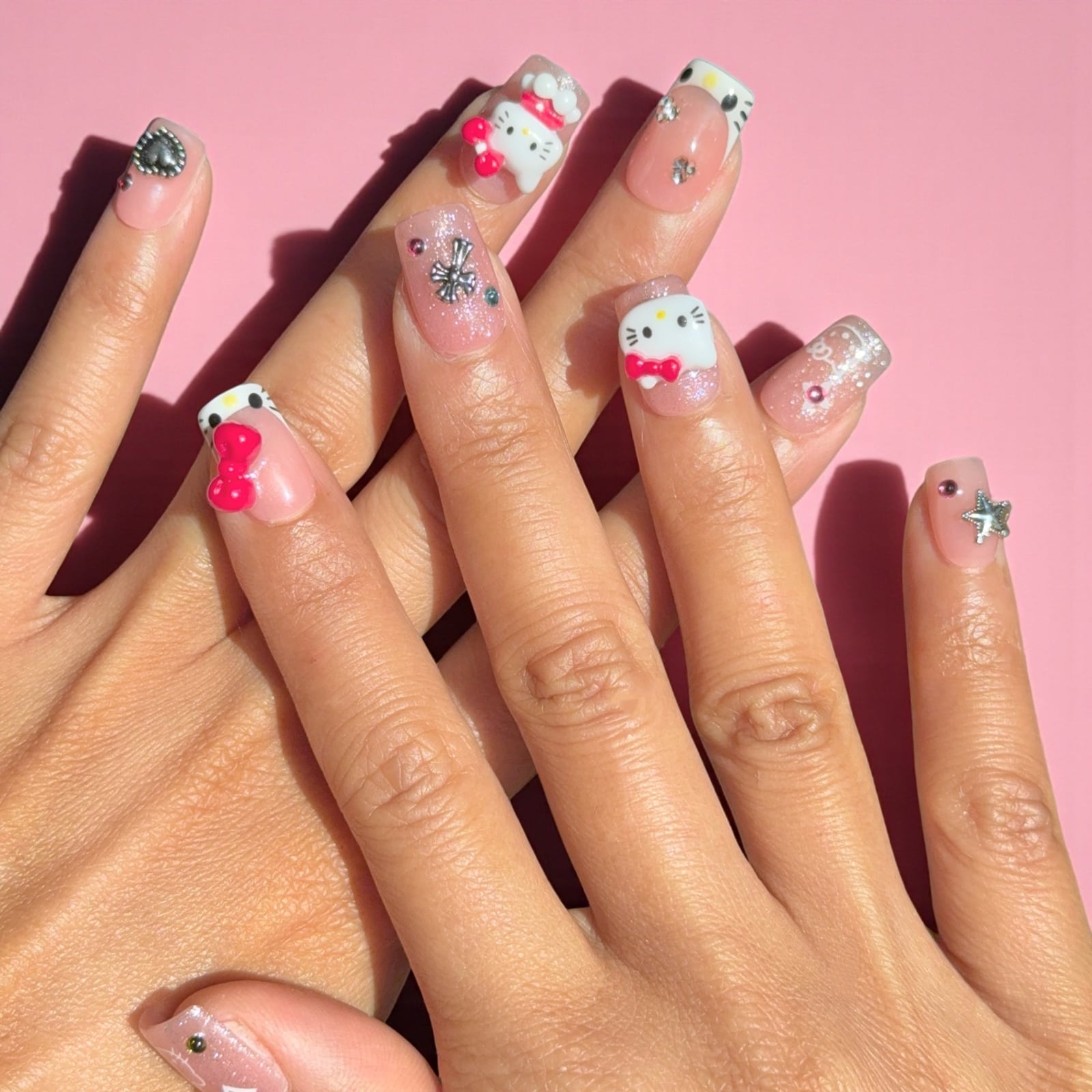 3D Hello Kitty Rhinestone Almond Nails 3D Hello Kitty Rhinestone Almond Nails — Hello Kitty Nails