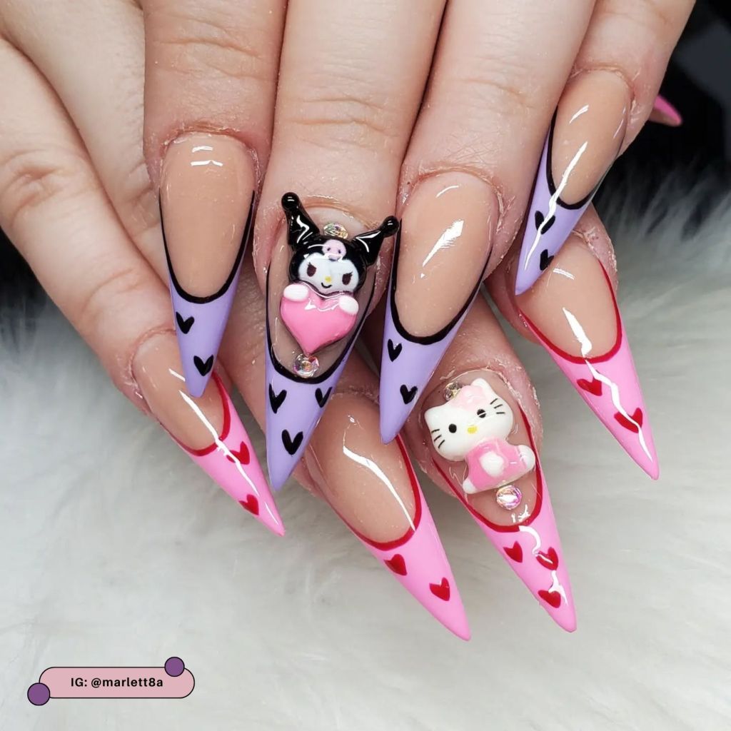 Fall Hello Kitty Plaid Almond Nails Fall Hello Kitty Plaid Almond Nails — Hello Kitty Nails