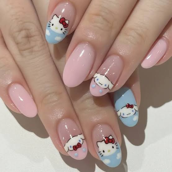 Hello Kitty Cinnamoroll Oval Nails Hello Kitty Cinnamoroll Oval Nails — Hello Kitty Nails