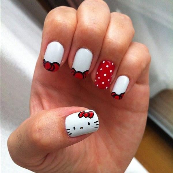 Classic Hello Kitty French Square Nails Classic Hello Kitty French Square Nails — Hello Kitty Nails