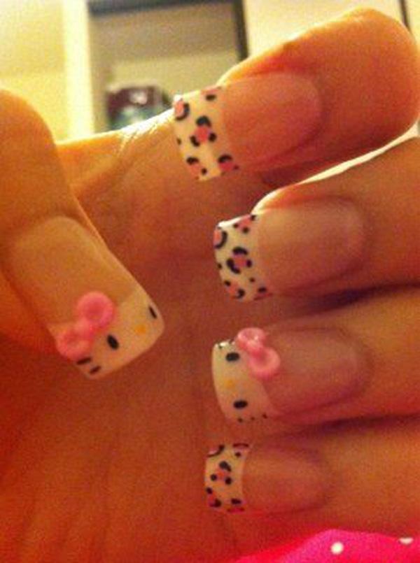 Hello Kitty Leopard Print French Square Nails Hello Kitty Leopard Print French Square Nails — Hello Kitty Nails