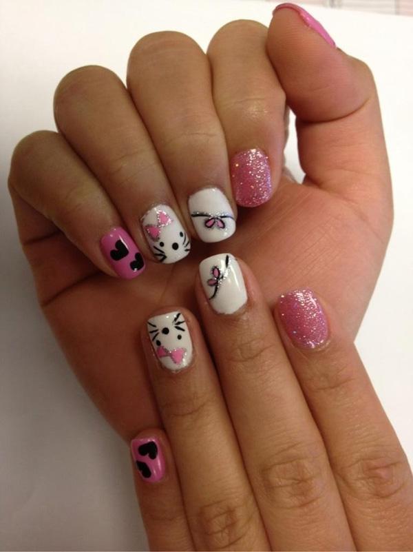 Pink Glitter Hello Kitty Square Nails Pink Glitter Hello Kitty Square Nails — Hello Kitty Nails