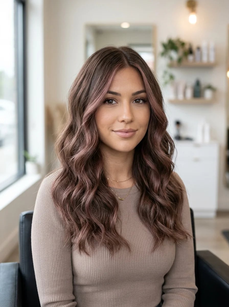 Collarbone Medium Brown With Subtle Blonde Highlights And Curtain Collarbone Medium Brown With Subtle Blonde Highlights And Curtain — Highlights on Brown Hair