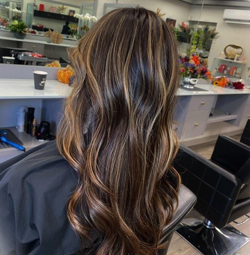 Collarbone Dark Brown With Blended Caramel Highlights Collarbone Dark Brown With Blended Caramel Highlights — Highlights on Brown Hair