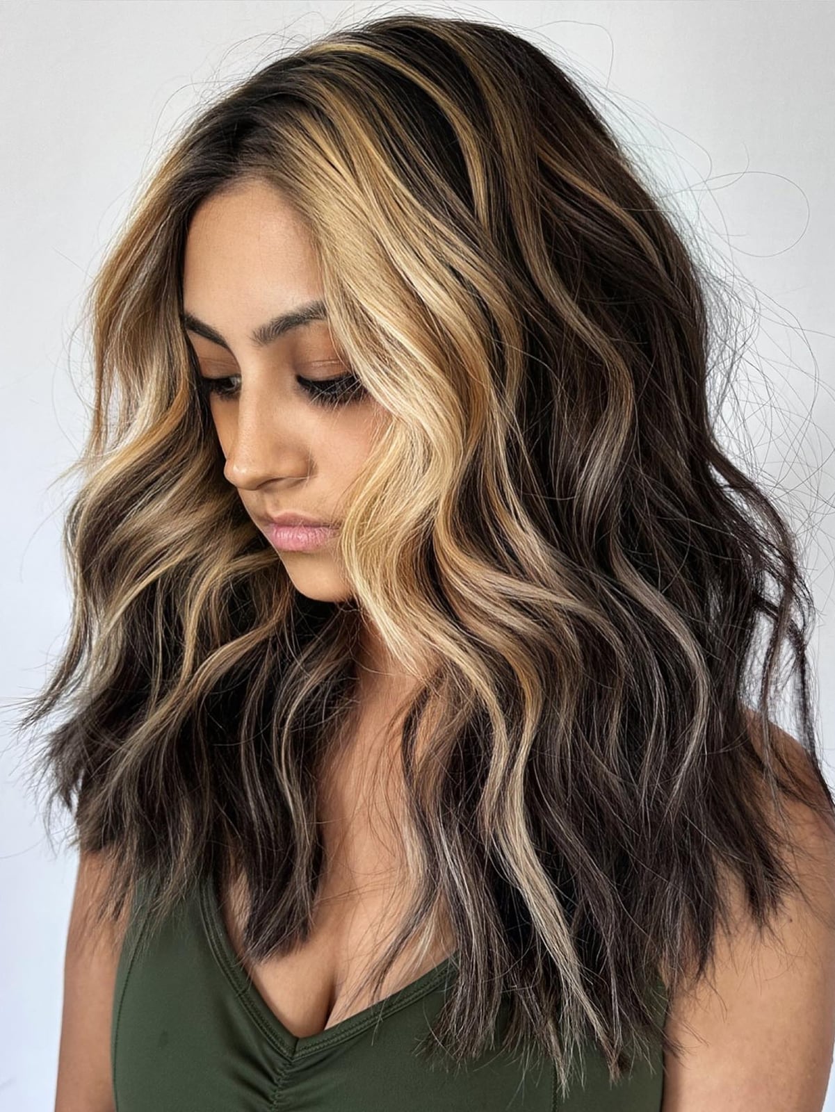 Collarbone Dark Brown With Blonde Face-Framing Highlights Collarbone Dark Brown With Blonde Face-Framing Highlights — Highlights on Brown Hair