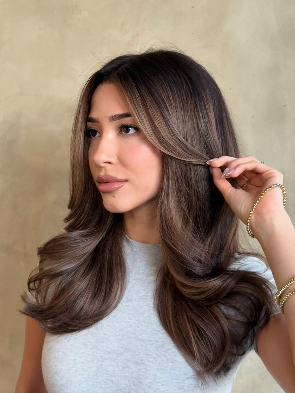 Shoulder Length Medium Brown With Subtle Highlights Shoulder Length Medium Brown With Subtle Highlights — Highlights on Brown Hair