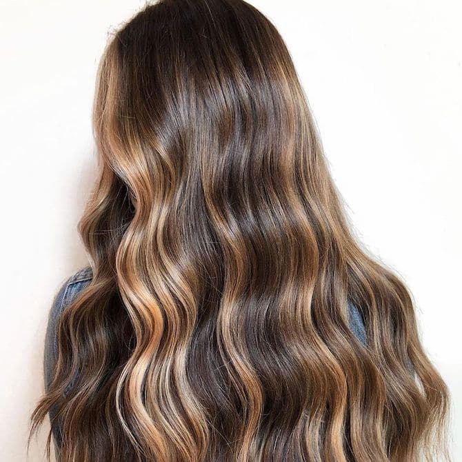 Mid-Back Dark Brown With Caramel Highlights Air-Dried Mid-Back Dark Brown With Caramel Highlights Air-Dried — Highlights on Dark Hair
