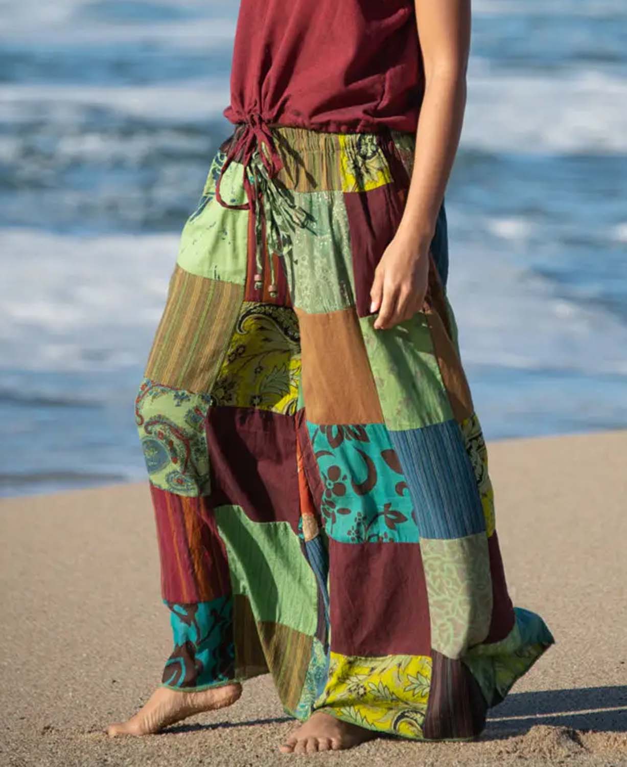 Patchwork Cotton Wide Leg Pants Patchwork Cotton Wide Leg Pants — Hippie Outfits