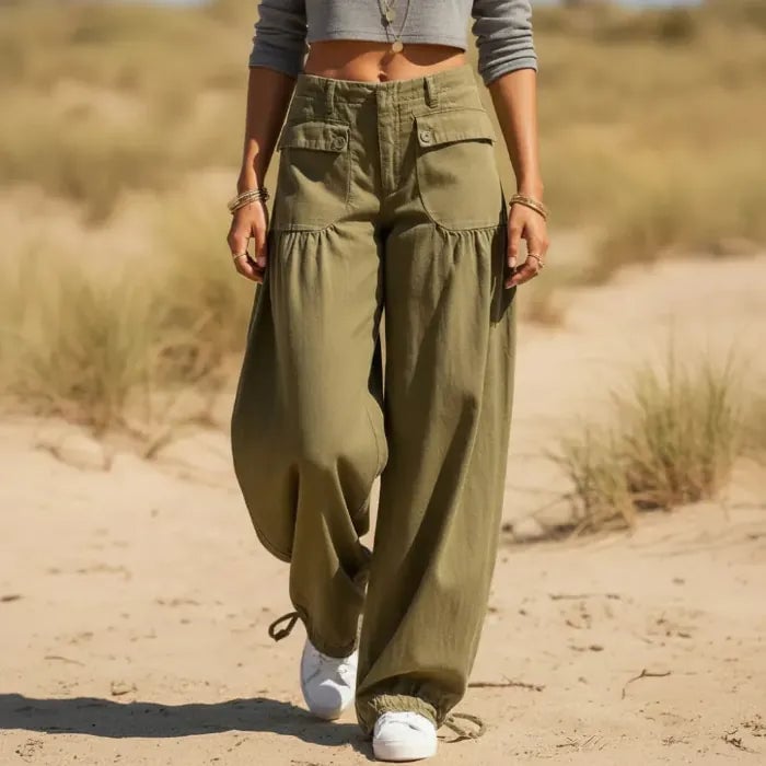 Wide Leg Cargo Pants With Cropped Shirt Wide Leg Cargo Pants With Cropped Shirt — Hippie Outfits