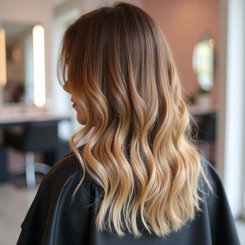 Mid-Back Honey Blonde Balayage With Dark Root Shadow Mid-Back Honey Blonde Balayage With Dark Root Shadow
