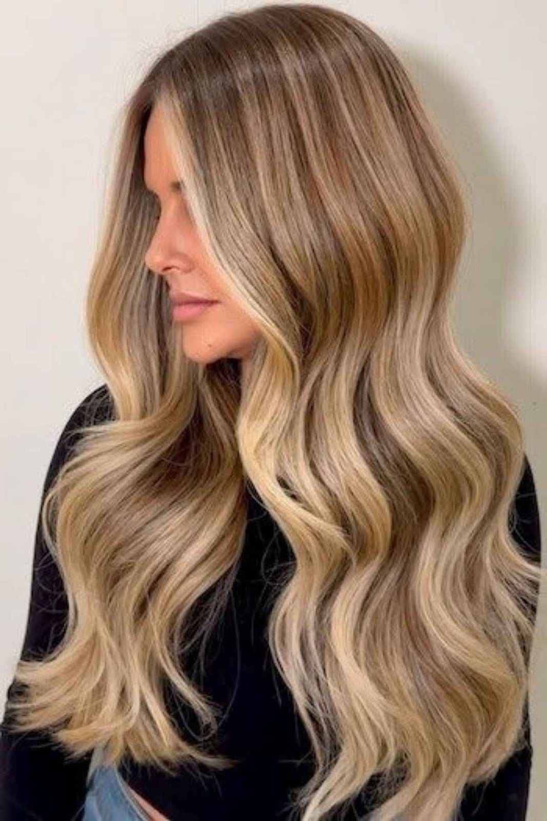 Golden Honey Blonde Balayage With Curtain Bangs Golden Honey Blonde Balayage With Curtain Bangs