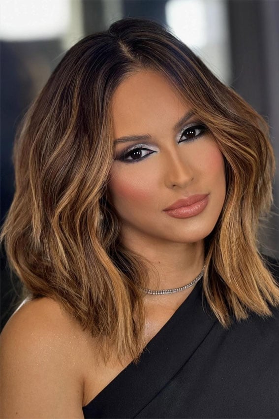 Collarbone Long Bob With Warm Honey Tones Collarbone Long Bob With Warm Honey Tones — Honey Blonde Balayage