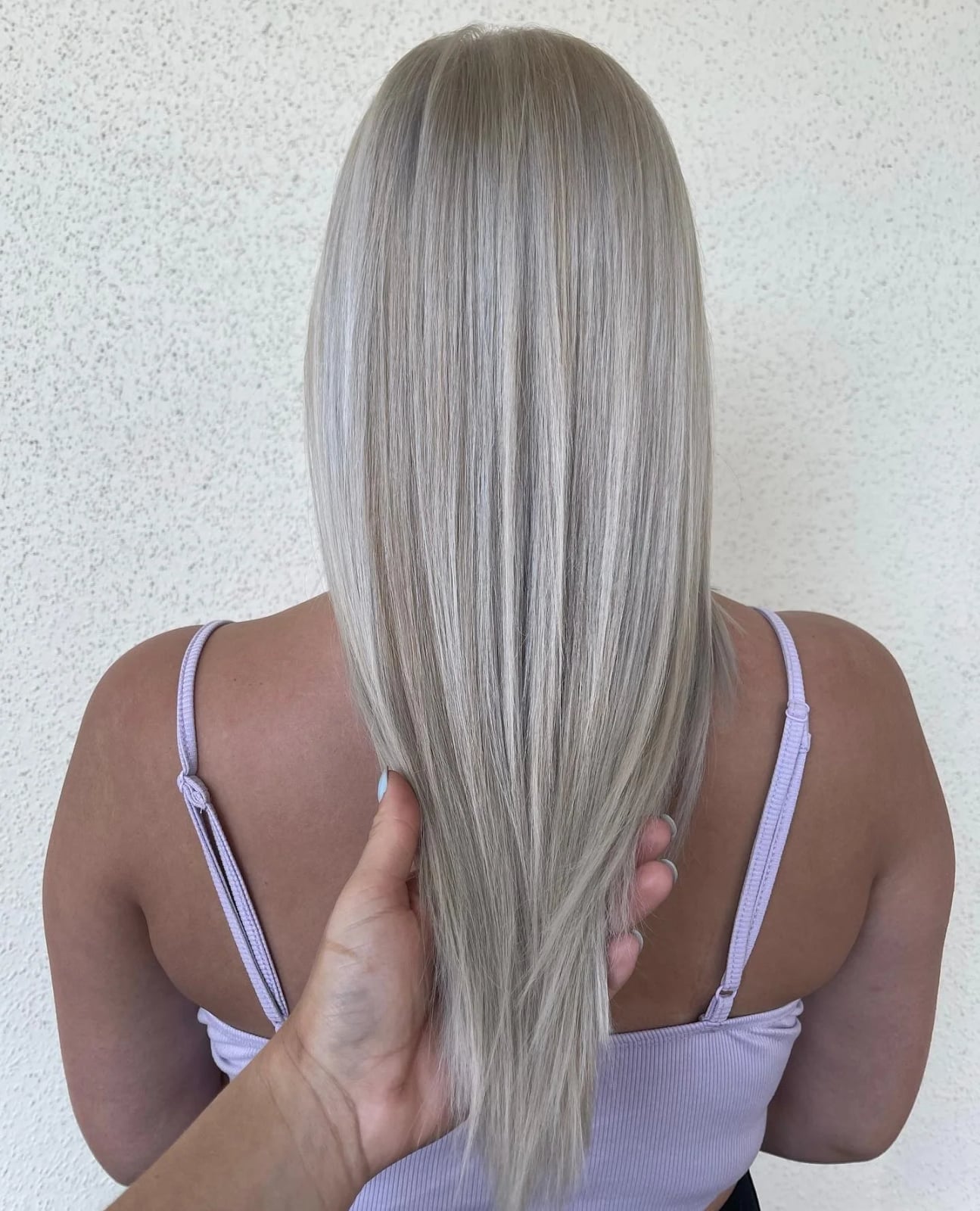 Collarbone Length Icy Blonde Blowout Collarbone Length Icy Blonde Blowout