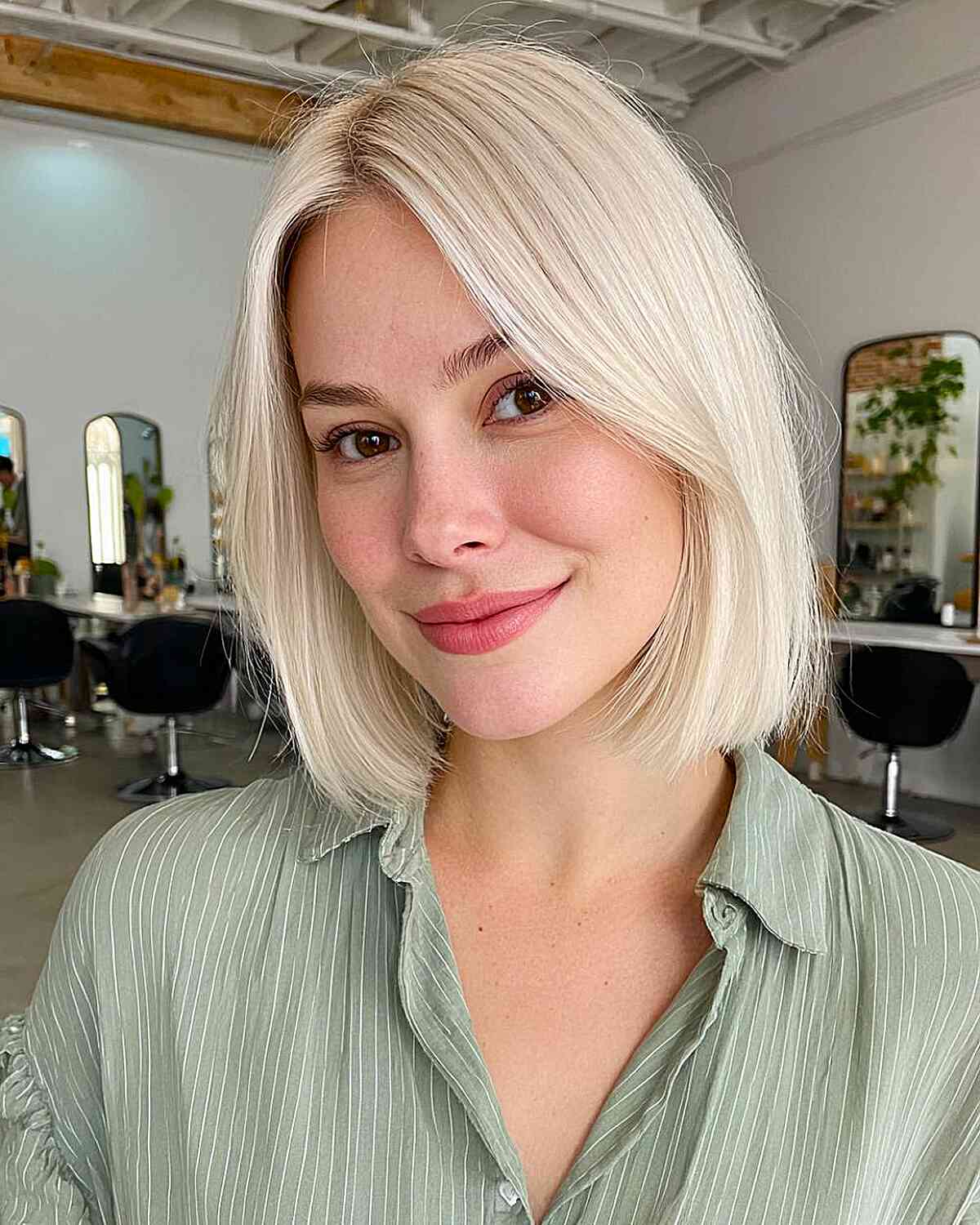 Chin Length Blunt Bob Icy Blonde Chin Length Blunt Bob Icy Blonde