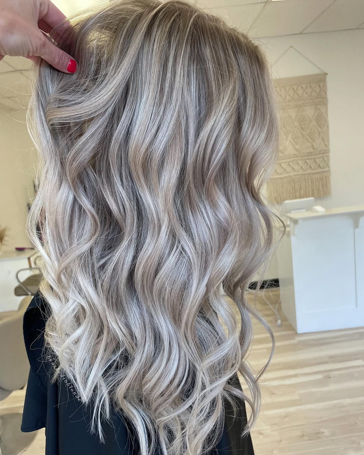 Icy Platinum Blonde Waves With Shadow Root