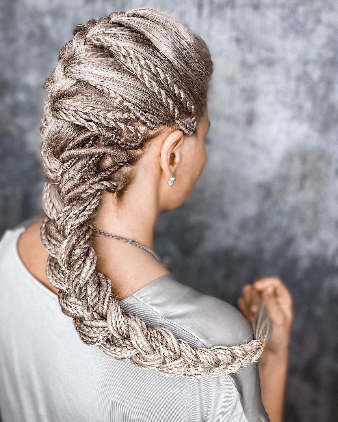 Intricate Viking Braided Updo On Ash Blonde Hair