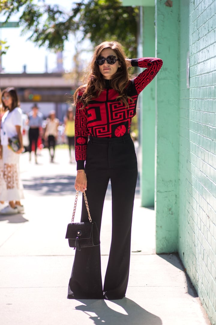 Geometric Turtleneck With Wide Leg Trousers Geometric Turtleneck With Wide Leg Trousers — It Girl Outfits