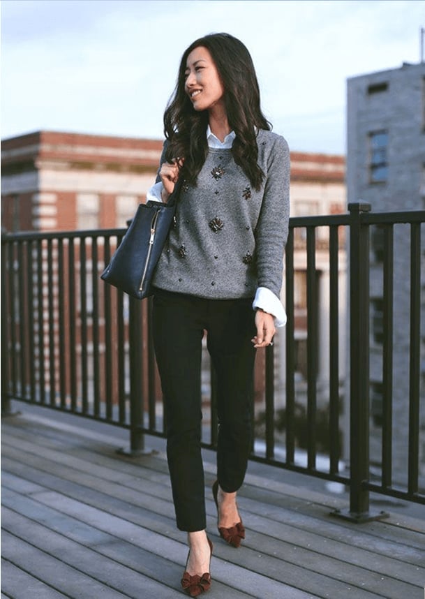 Embellished Sweater With Slim Trousers Embellished Sweater With Slim Trousers — It Girl Outfits