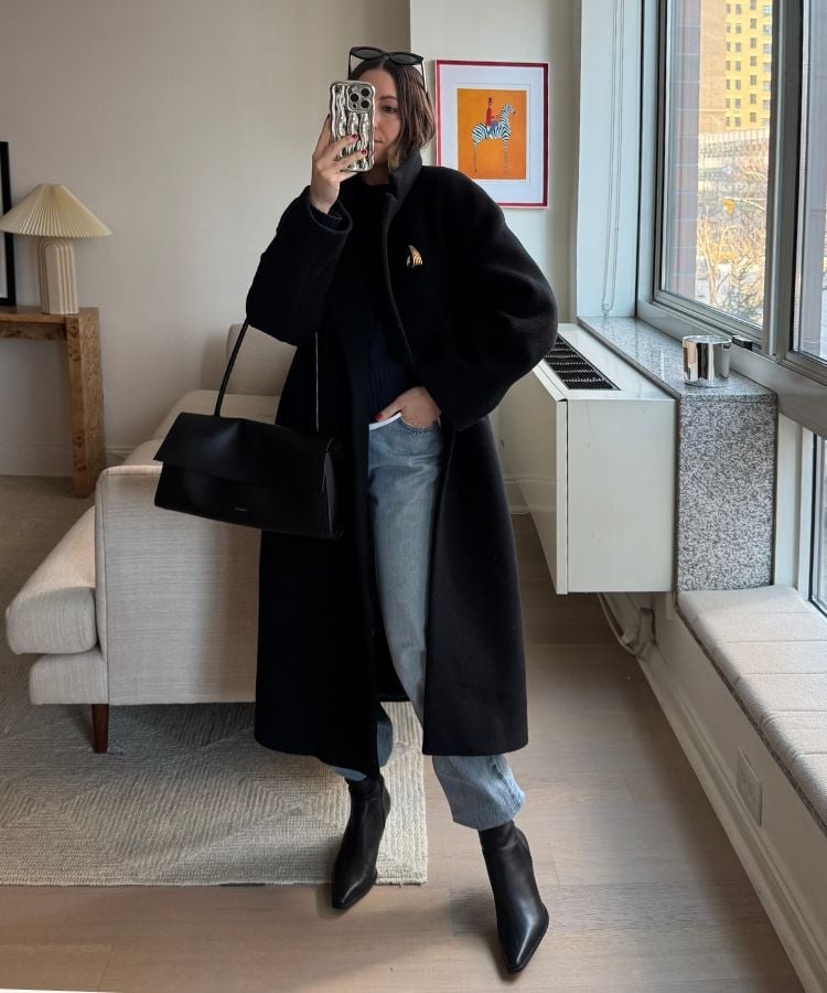Oversized Wool Coat With Denim Oversized Wool Coat With Denim — It Girl Outfits
