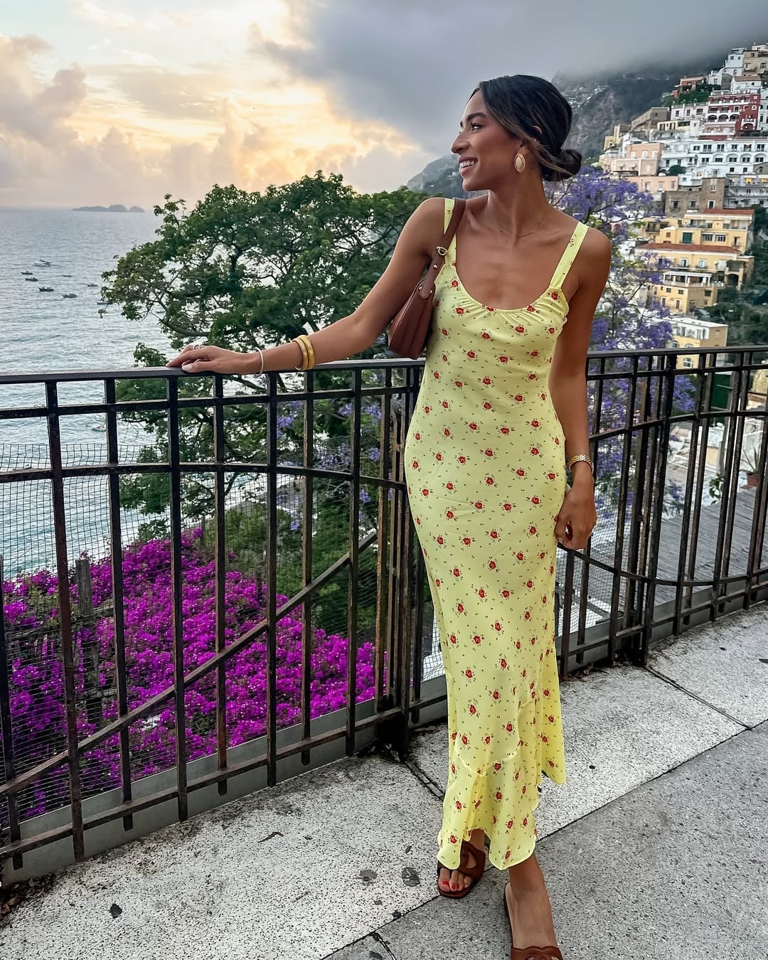 Yellow Floral Print Slip Dress for Vacation Yellow Floral Print Slip Dress for Vacation — Italian Outfits
