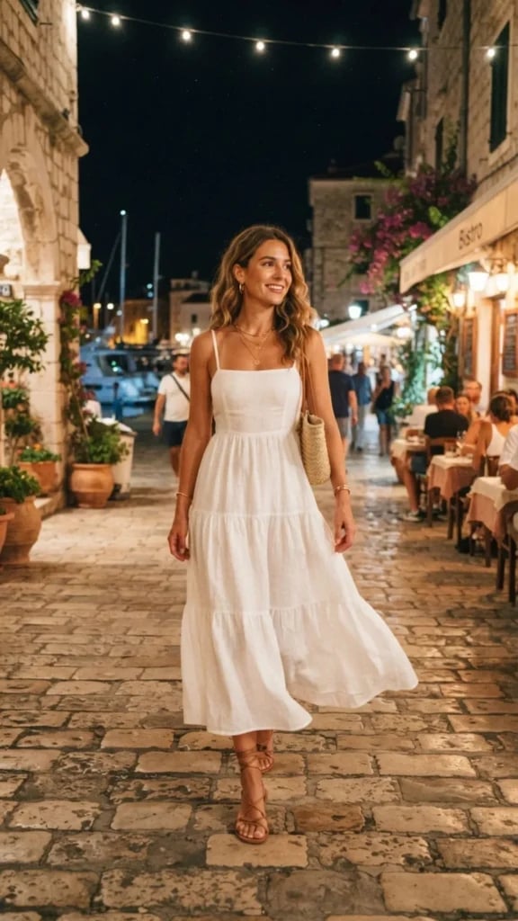 White Tiered Maxi Dress for Summer Evening White Tiered Maxi Dress for Summer Evening — Italian Outfits