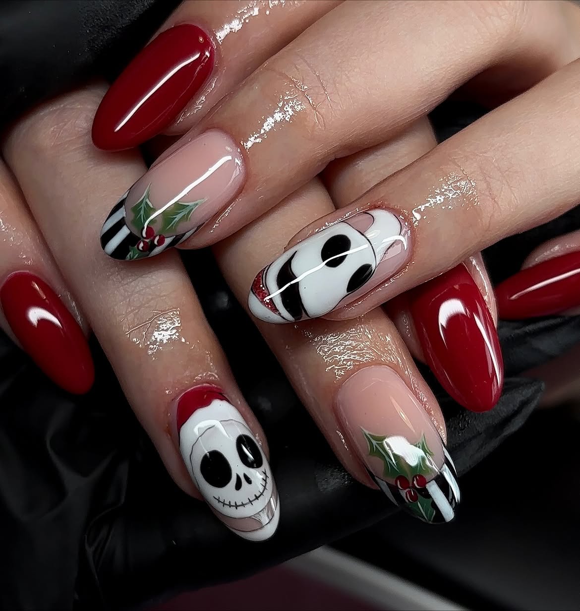 Jack Skellington Christmas Character French Tips