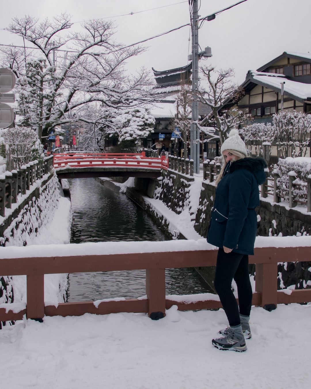 Puffer coat and leggings in snowy village Puffer coat and leggings in snowy village — Japan Outfits