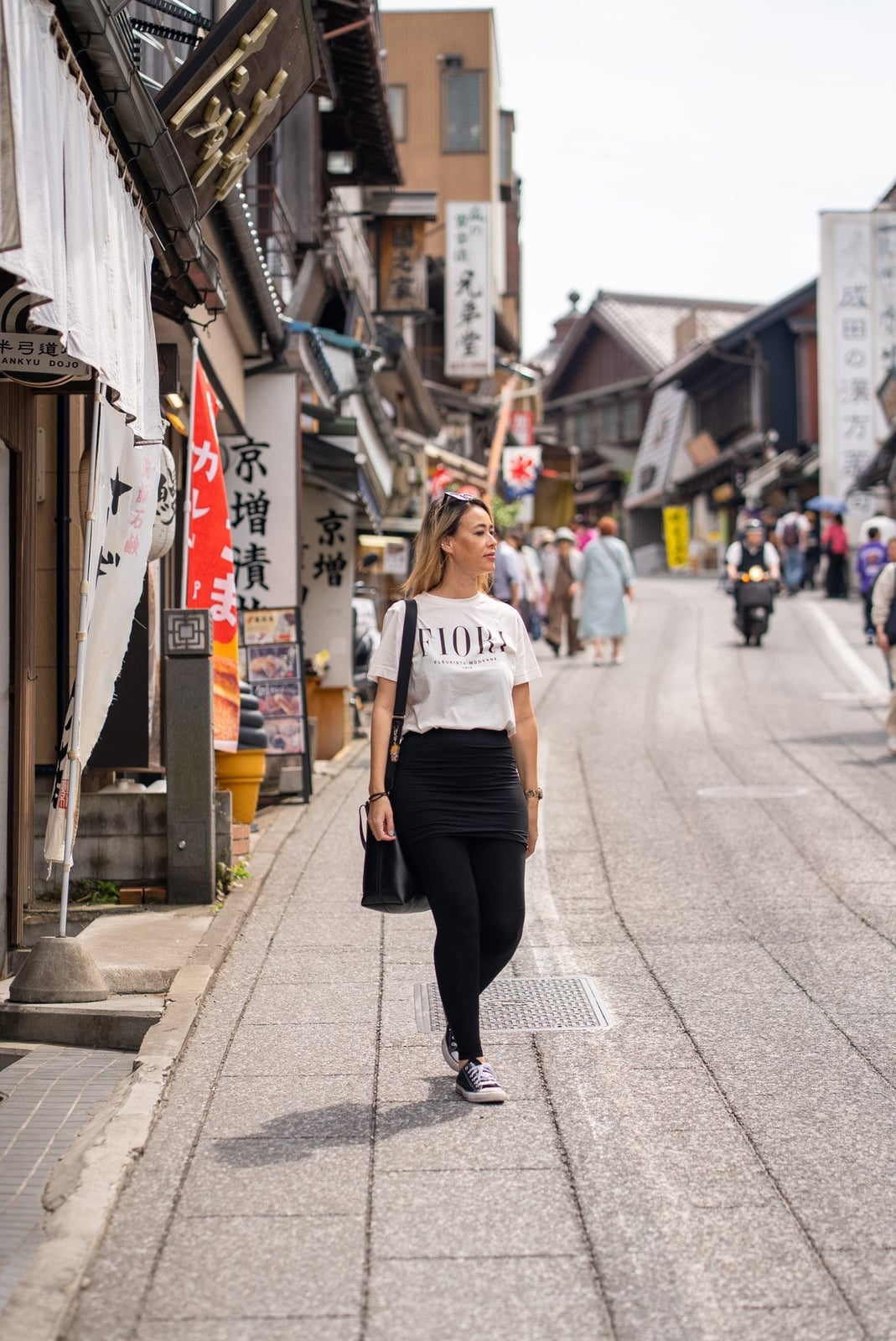 Graphic t-shirt, mini skirt, and leggings Graphic t-shirt, mini skirt, and leggings — Japan Outfits