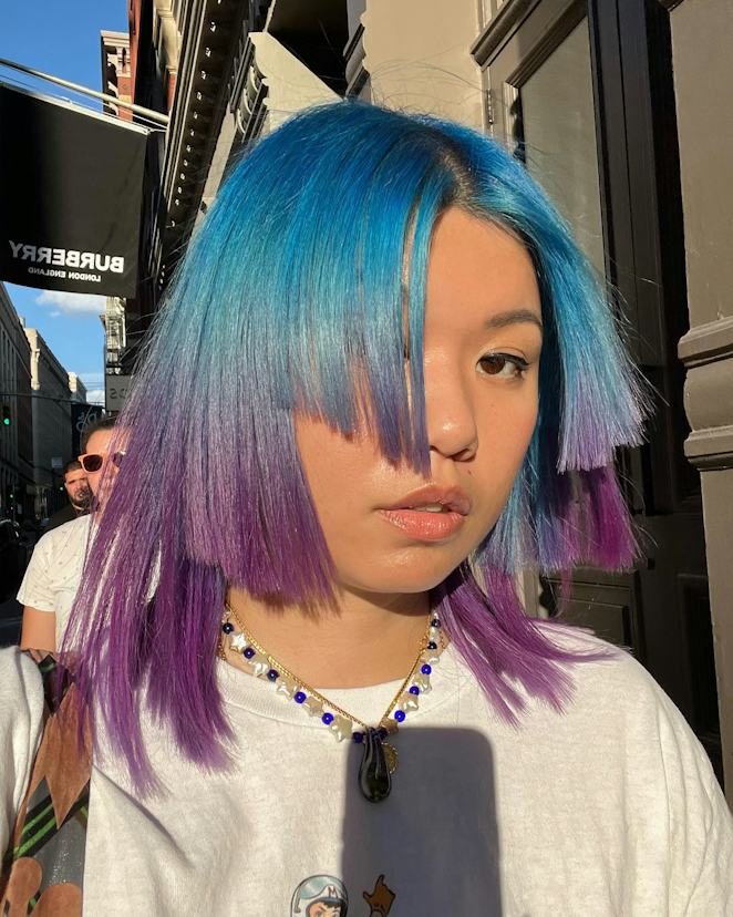 Collarbone Shag With Blue Purple Gradient Collarbone Shag With Blue Purple Gradient — Jellyfish Haircut