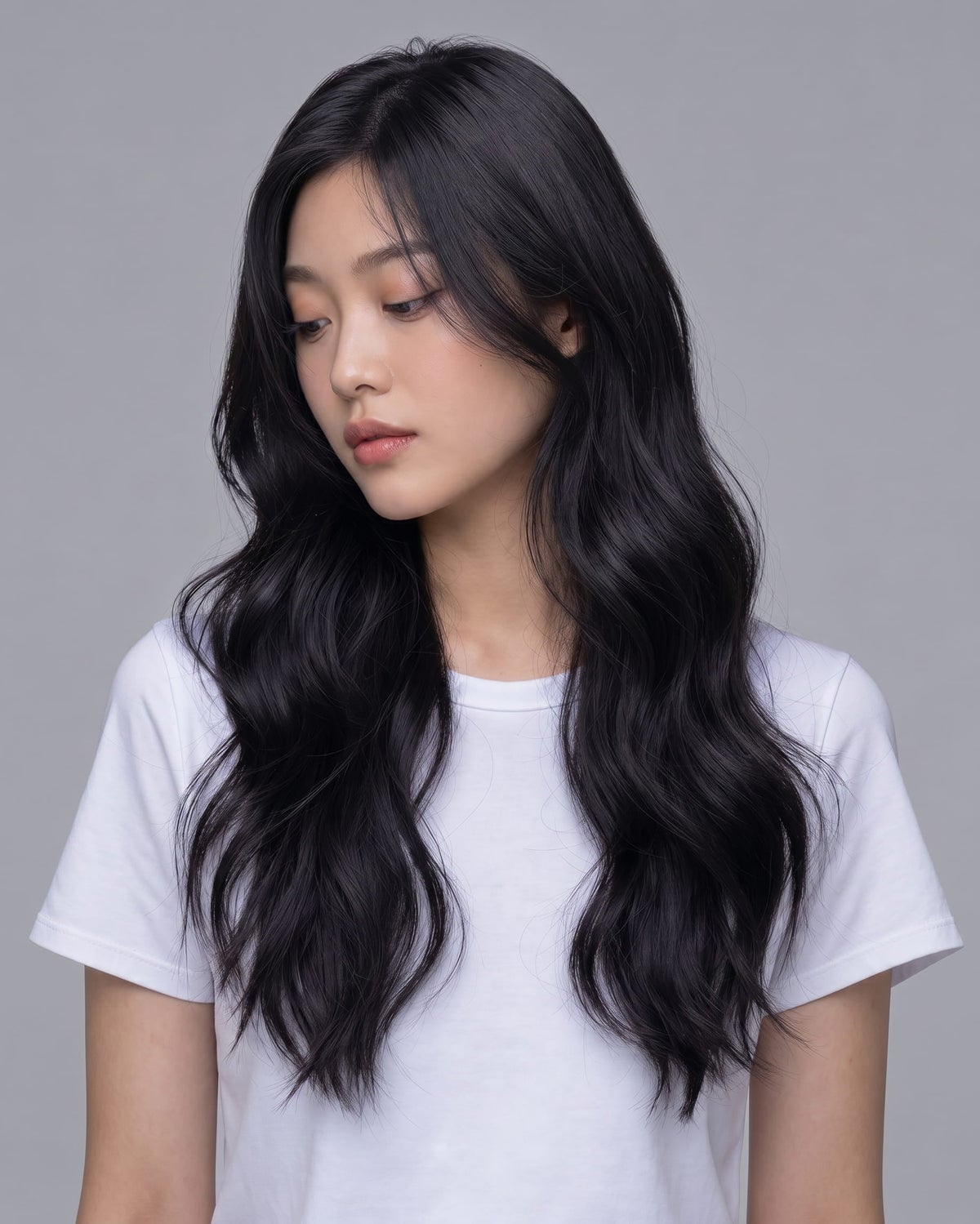 Collarbone Length Shag With Soft Layers Collarbone Length Shag With Soft Layers — Jet Black Hair