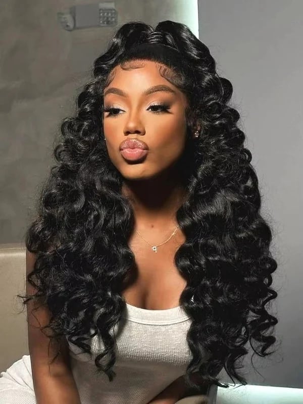 Mid-Back Deep Waves With Volume Mid-Back Deep Waves With Volume — Jet Black Hair