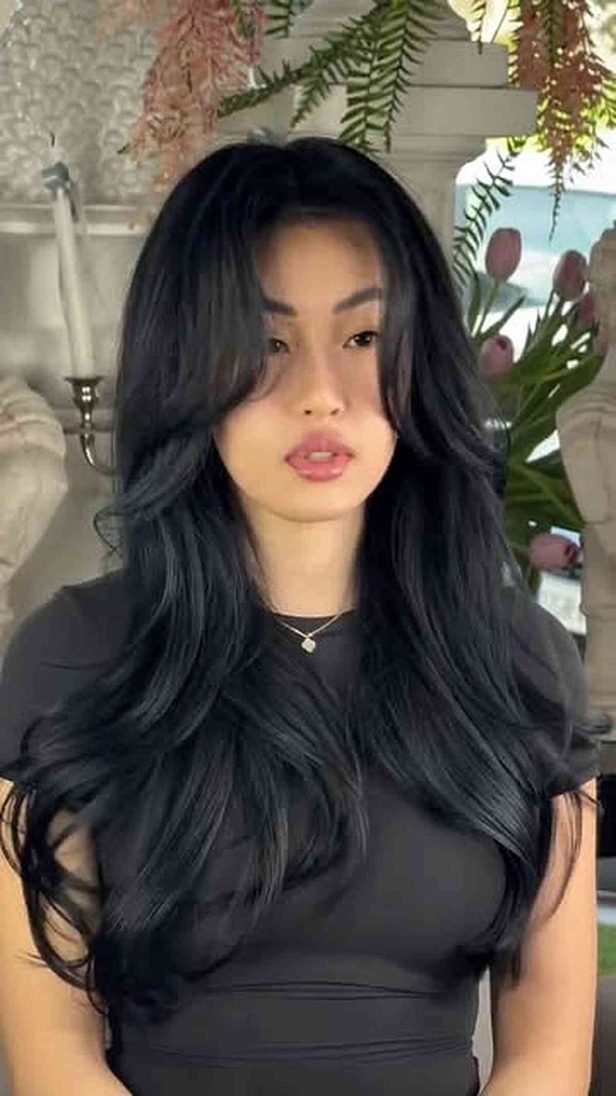 Shoulder Length Layers With Face Framing Shoulder Length Layers With Face Framing — Jet Black Hair