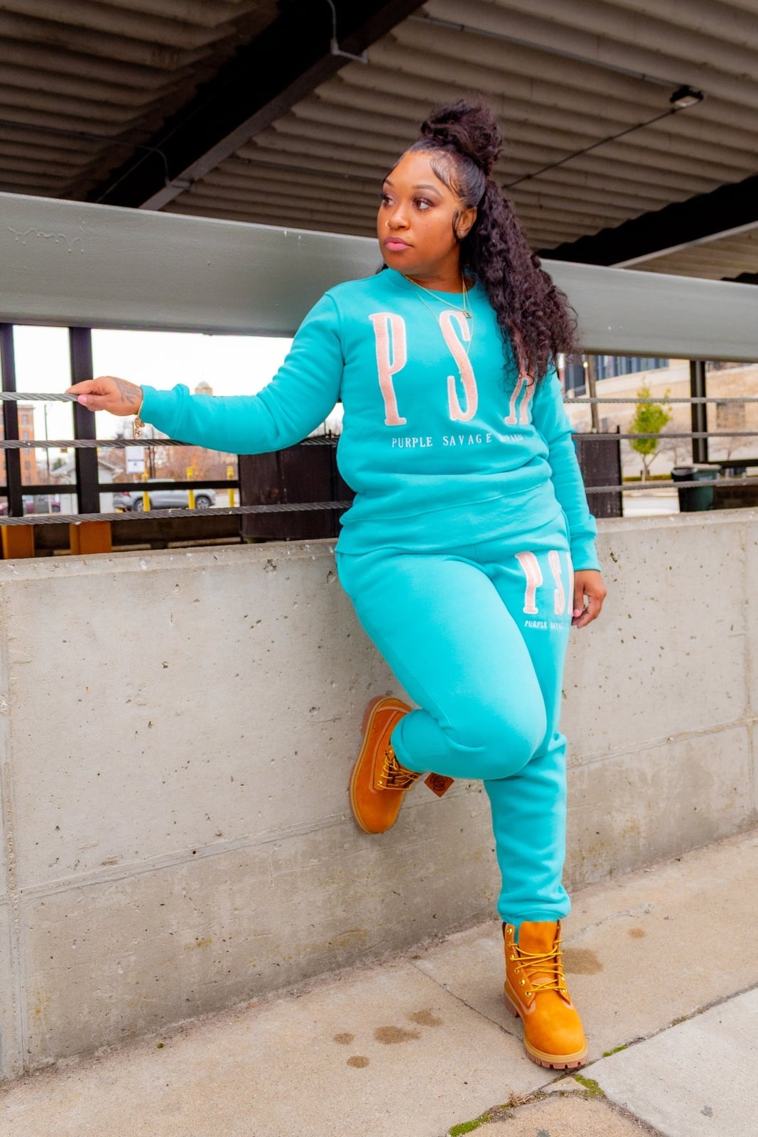Teal matching set with Timberland boots Teal matching set with Timberland boots — Joggers Outfits