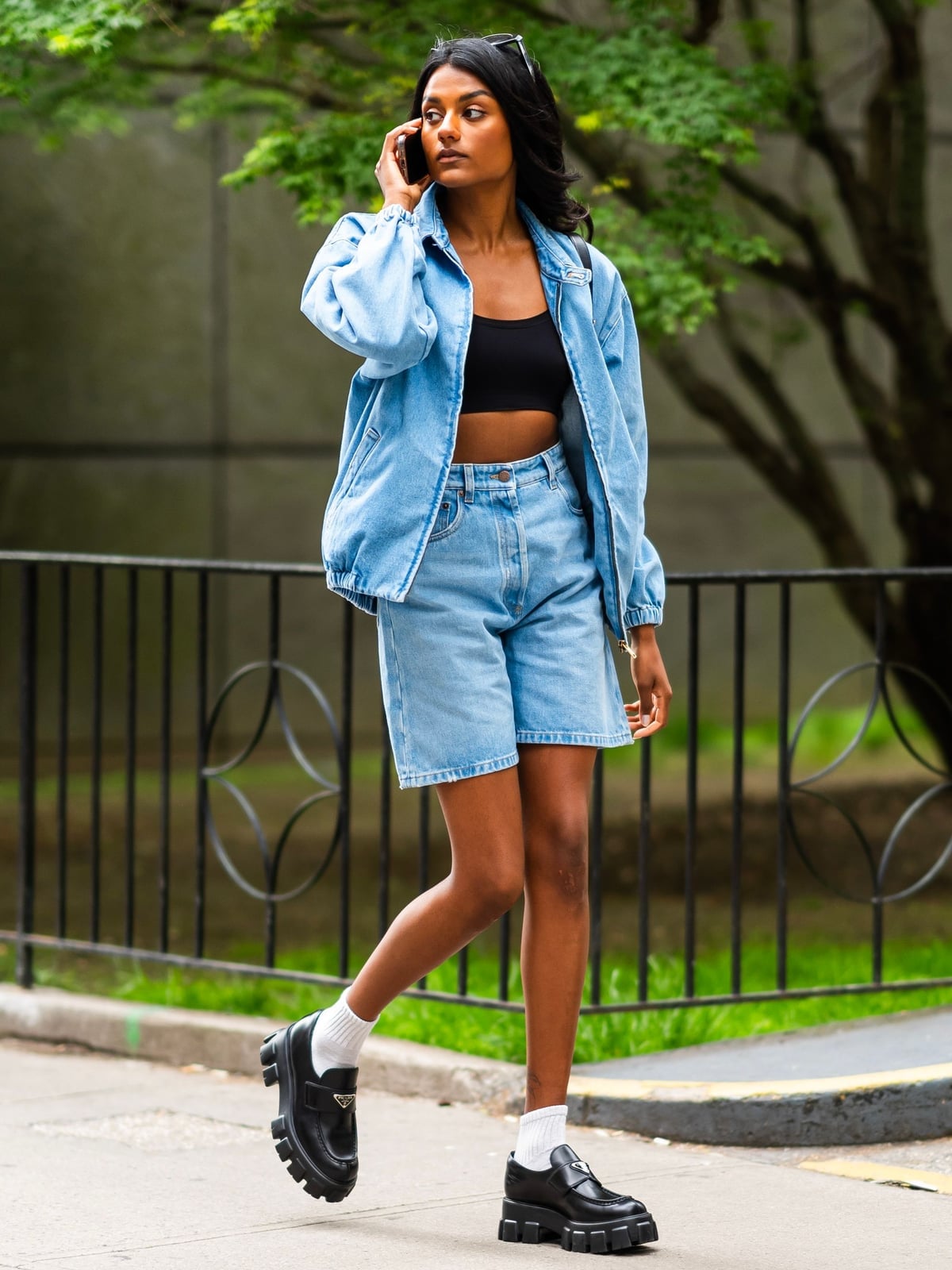 Light Wash Denim Set with Loafers Light Wash Denim Set with Loafers — Jorts Outfits