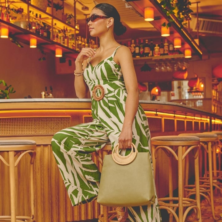 Green and white print belted wide leg jumpsuit Green and white print belted wide leg jumpsuit — Jumpsuit Outfits