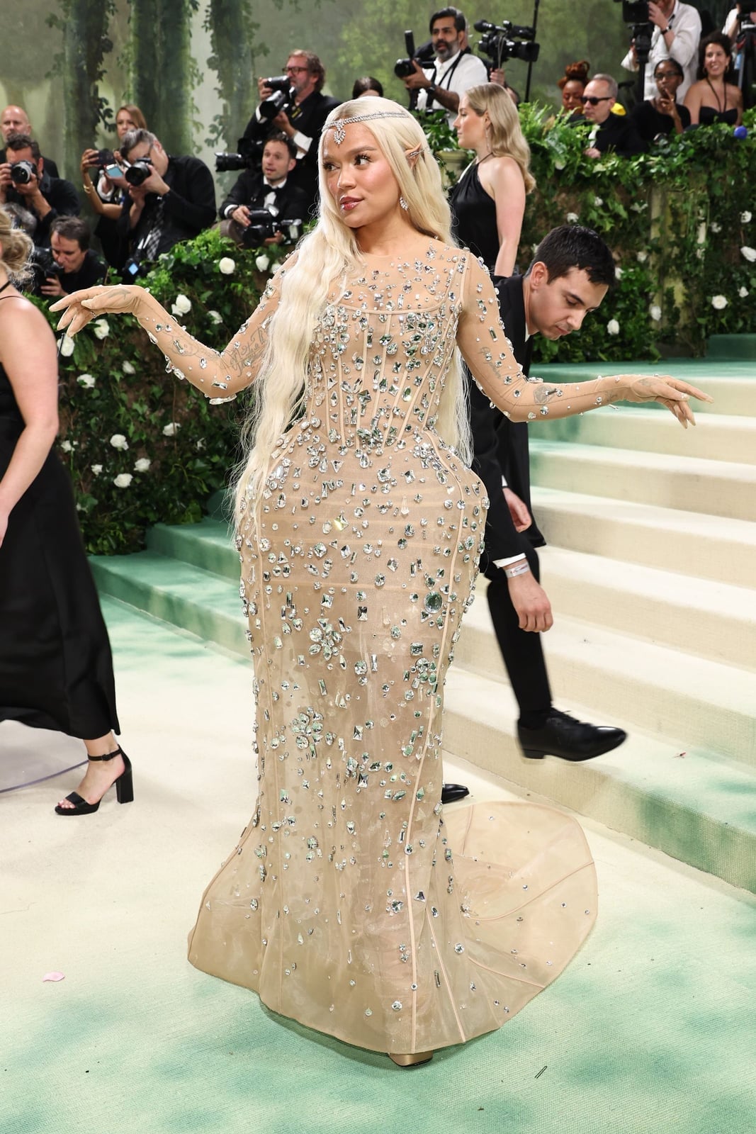 Sheer crystal gown for a gala event Sheer crystal gown for a gala event — Karol G Outfit