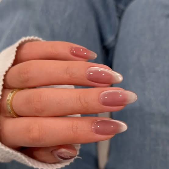 Sheer Milky Pink French Tip Short Almond Nails Sheer Milky Pink French Tip Short Almond Nails — Katseye Nails