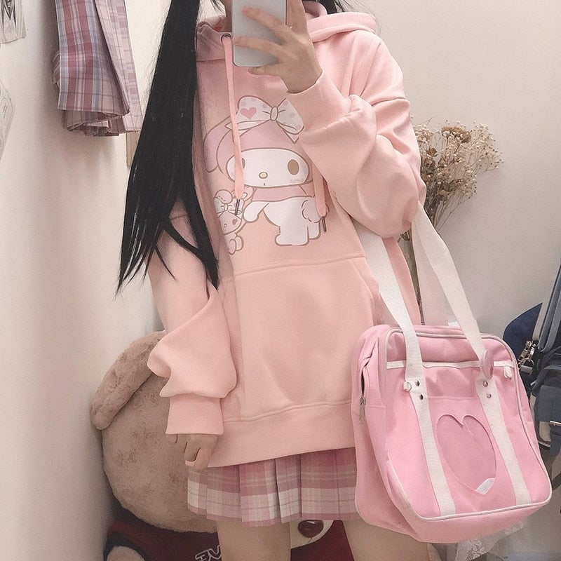 My Melody Hoodie with Plaid Mini Skirt My Melody Hoodie with Plaid Mini Skirt — Kawaii Outfits