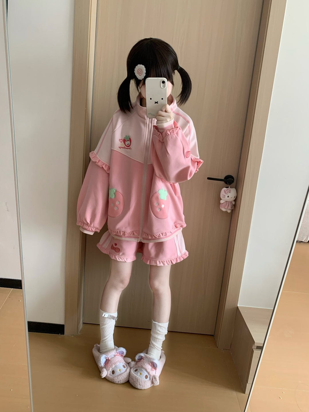 Strawberry Embroidered Tracksuit Set Strawberry Embroidered Tracksuit Set — Kawaii Outfits