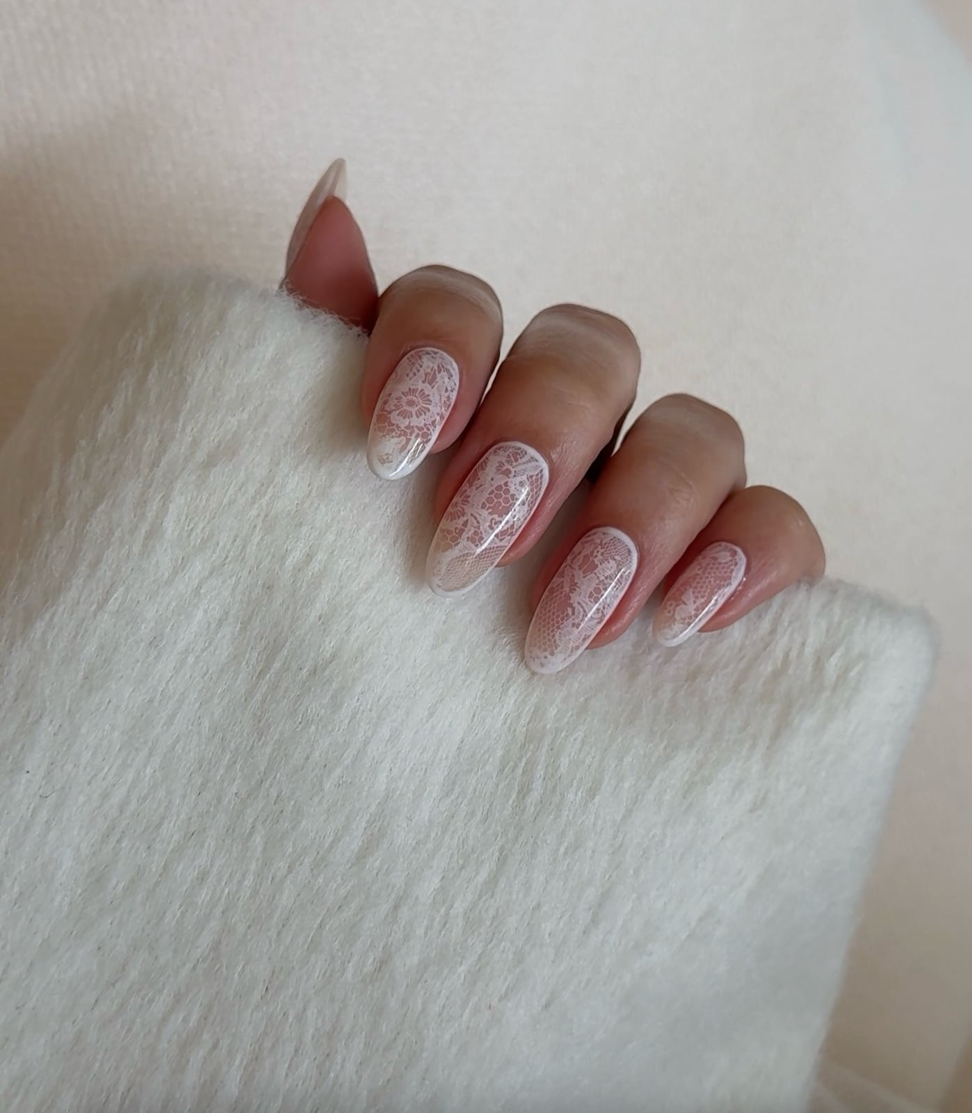 Medium Almond Pink Lace French Tips, Perfect For Special Occasions Medium Almond Pink Lace French Tips, Perfect For Special Occasions — Lace Nails