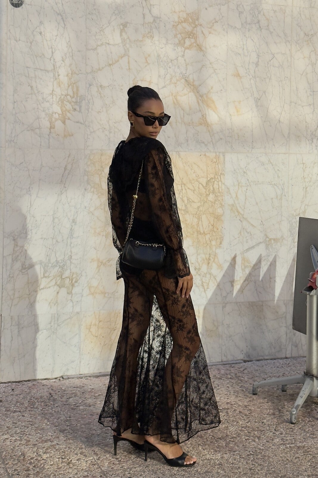 Sheer Black Lace Dress For Evening, Everyday Version Sheer Black Lace Dress For Evening, Everyday Version — Lace Top Outfit